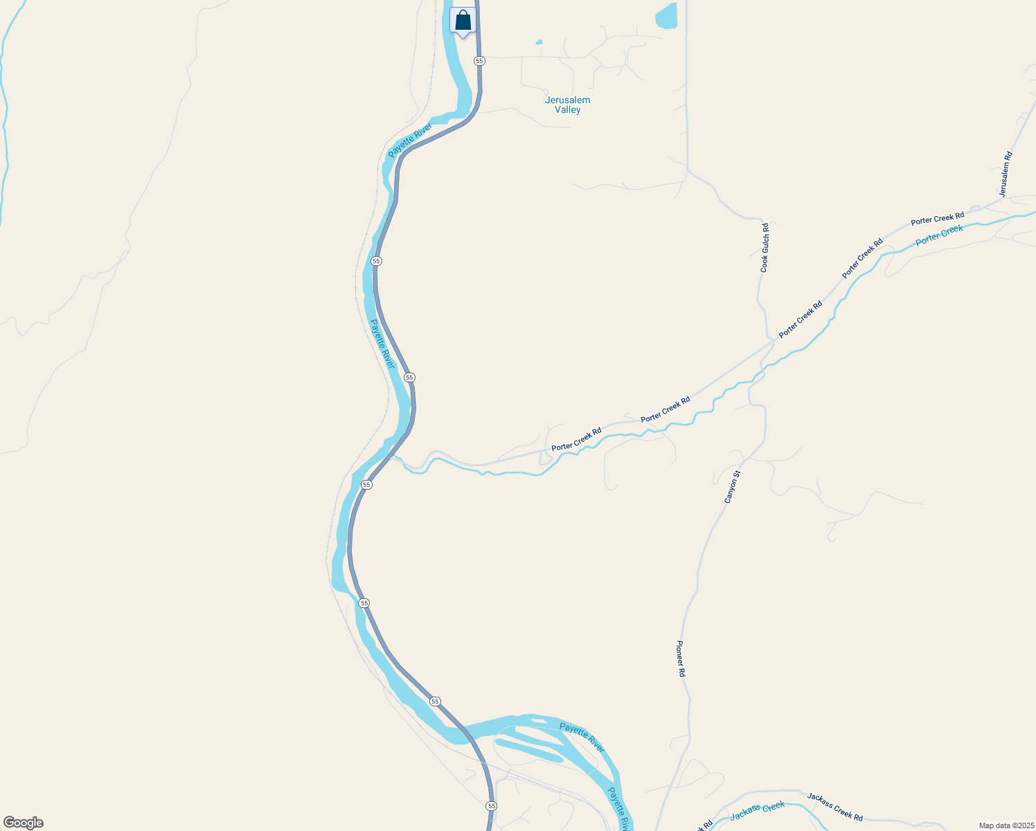 map of restaurants, bars, coffee shops, grocery stores, and more near 54 Porter Creek Road in Horseshoe Bend