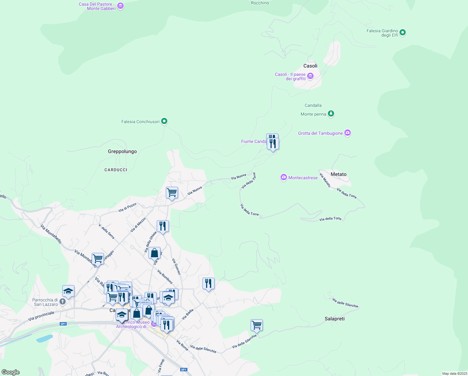 map of restaurants, bars, coffee shops, grocery stores, and more near 125 Via del Frantoio in Camaiore