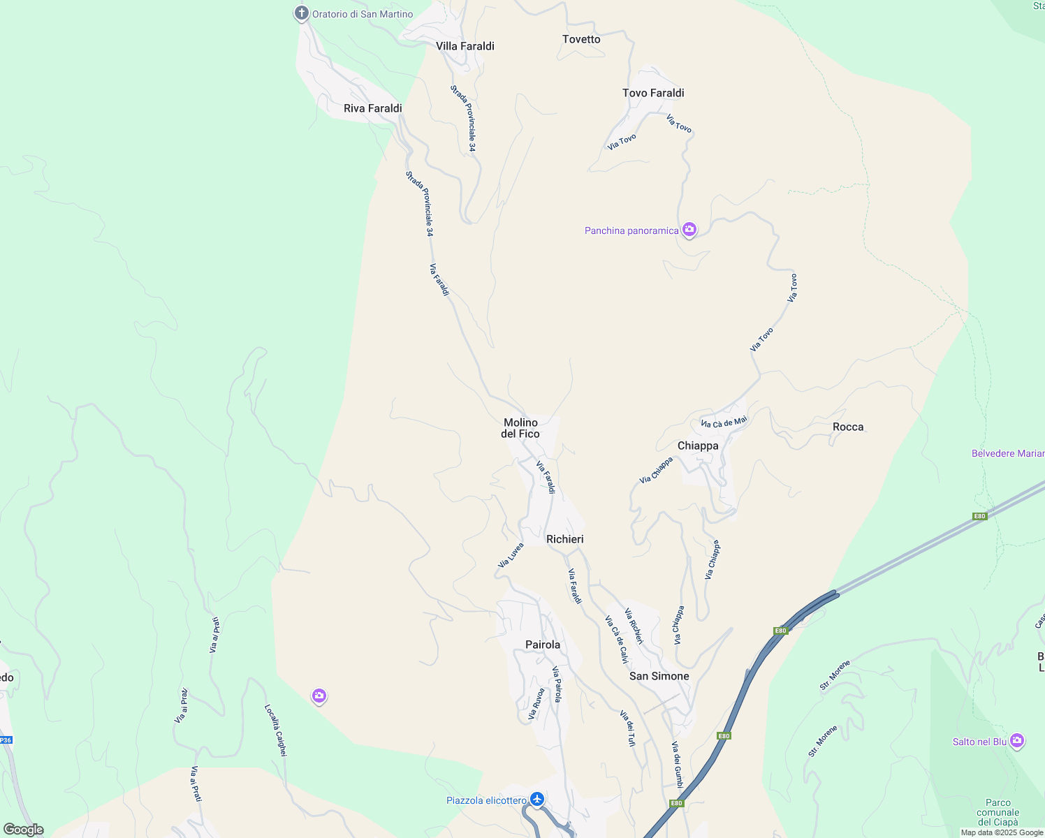 map of restaurants, bars, coffee shops, grocery stores, and more near 119 Borgata Molino del Fico in Molino del Fico