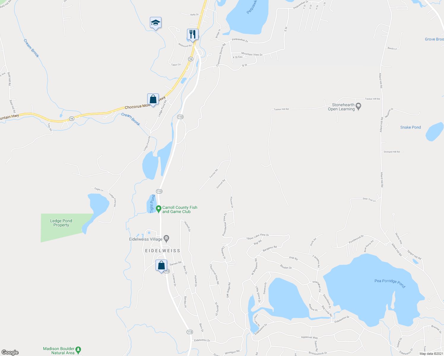 map of restaurants, bars, coffee shops, grocery stores, and more near 13 Klausen Road in Madison