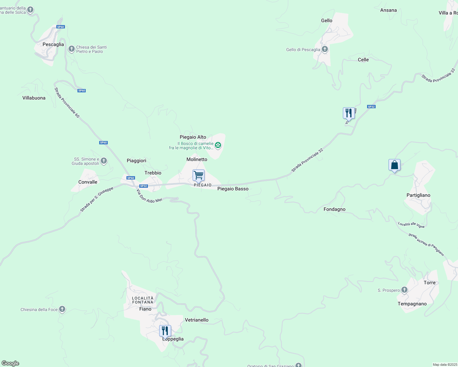 map of restaurants, bars, coffee shops, grocery stores, and more near 1 Via di Pescaglia in Piegaio Basso