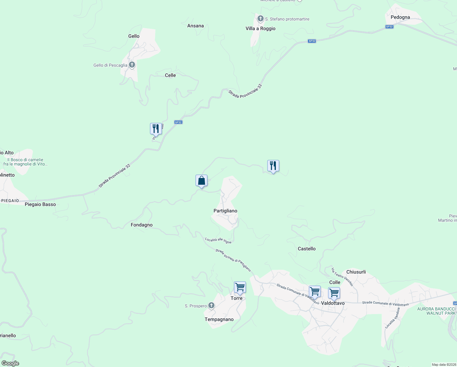 map of restaurants, bars, coffee shops, grocery stores, and more near 1 Località Partignano in Provincia di Lucca