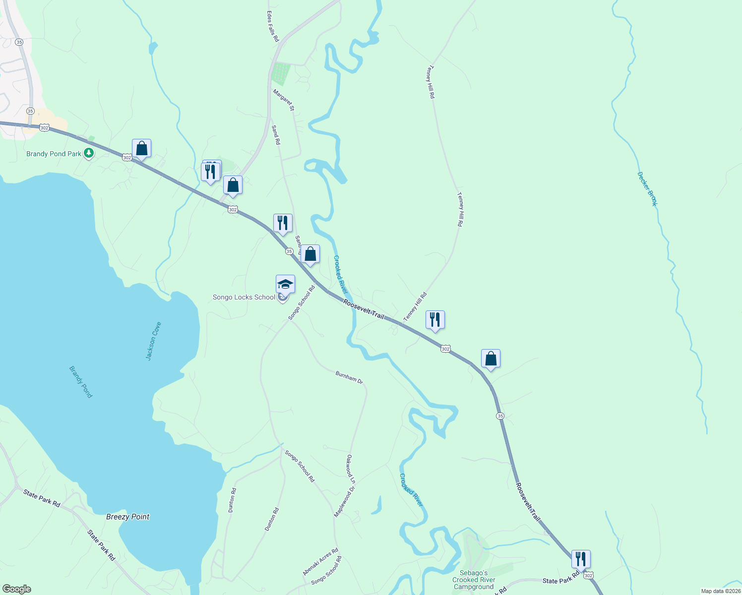 map of restaurants, bars, coffee shops, grocery stores, and more near 21 Hillside Avenue in Casco