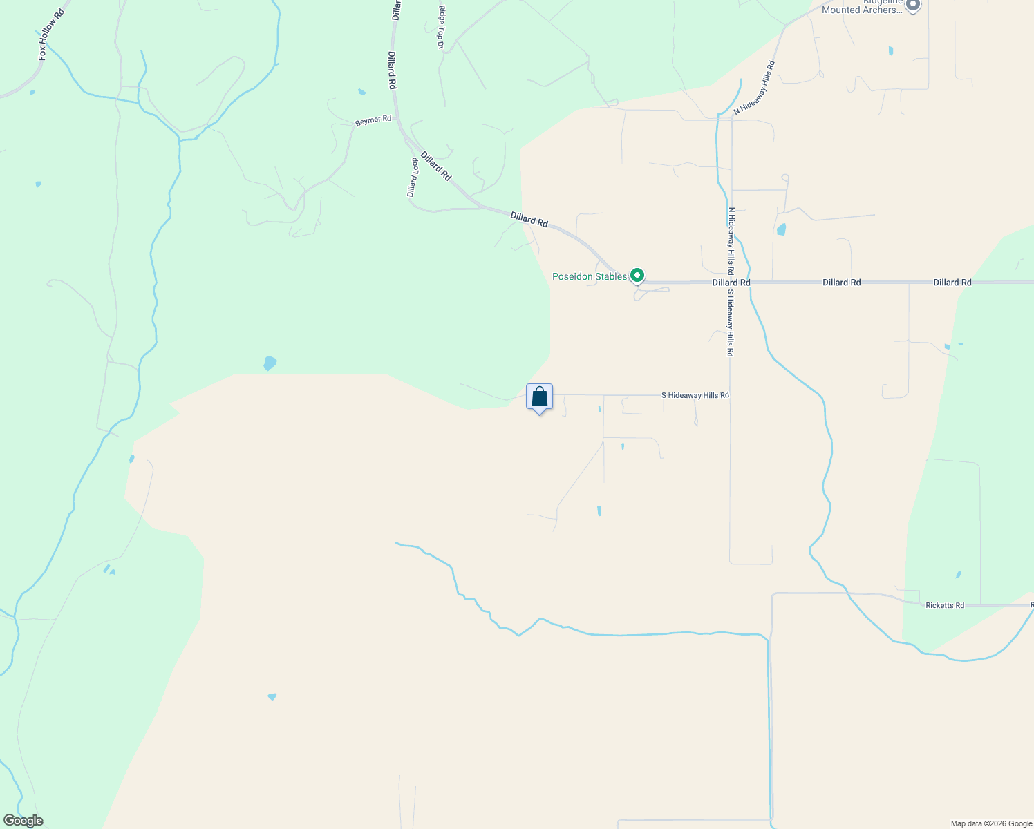 map of restaurants, bars, coffee shops, grocery stores, and more near 84525 South Hideaway Hills Road in Eugene
