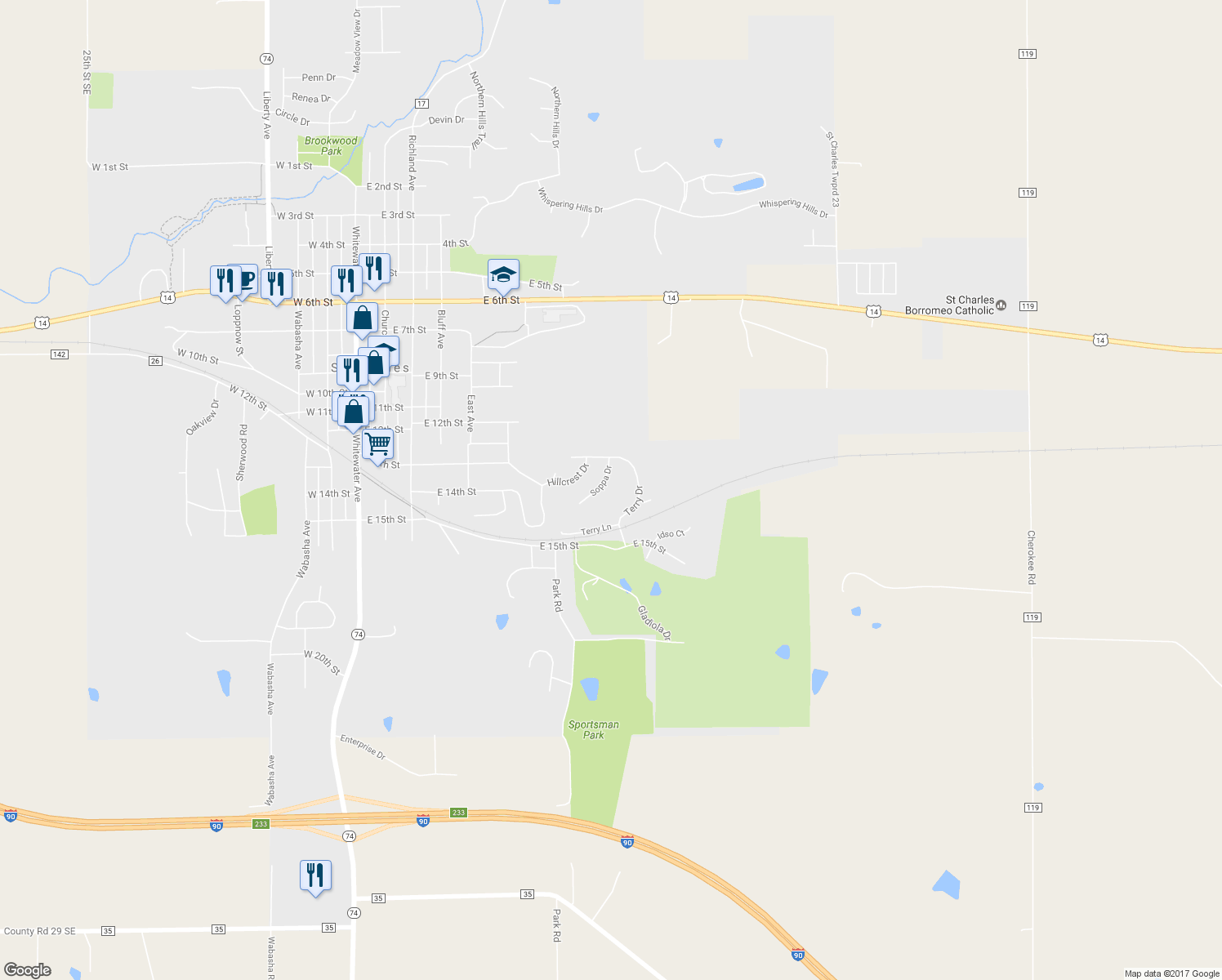 map of restaurants, bars, coffee shops, grocery stores, and more near 1337 Soppa Drive in Saint Charles