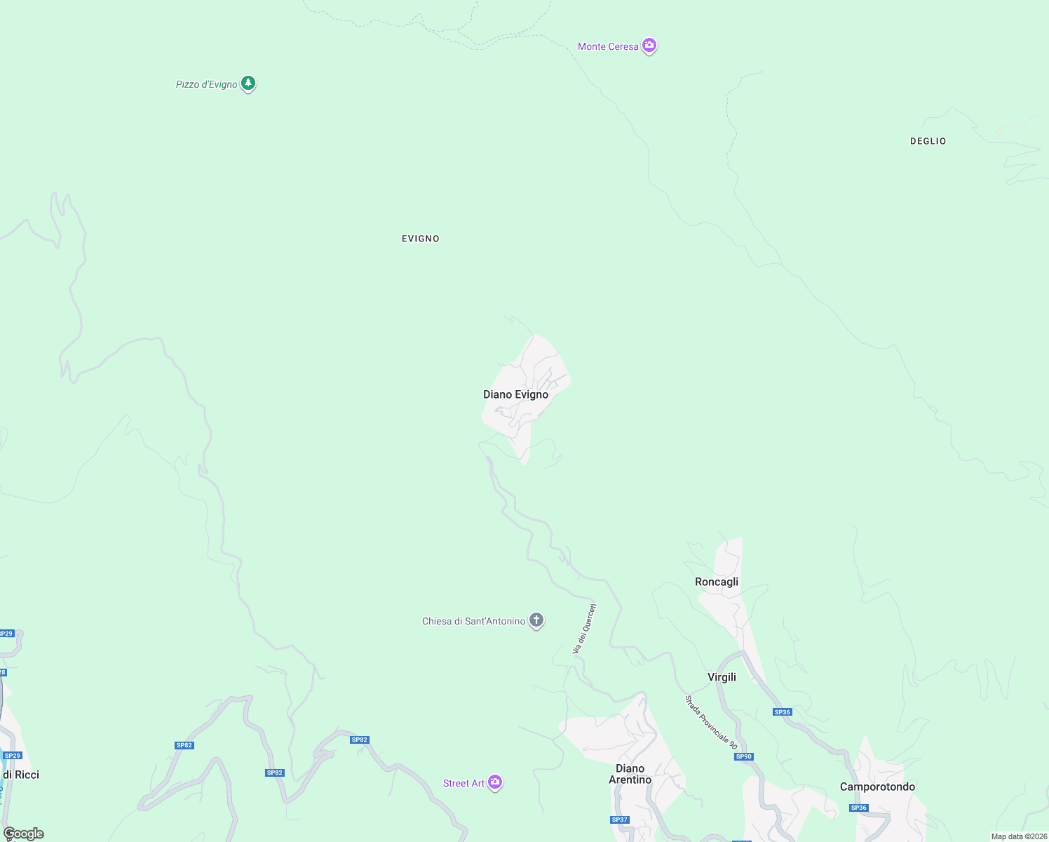 map of restaurants, bars, coffee shops, grocery stores, and more near 8 Via San Benedetto in Diano Evigno