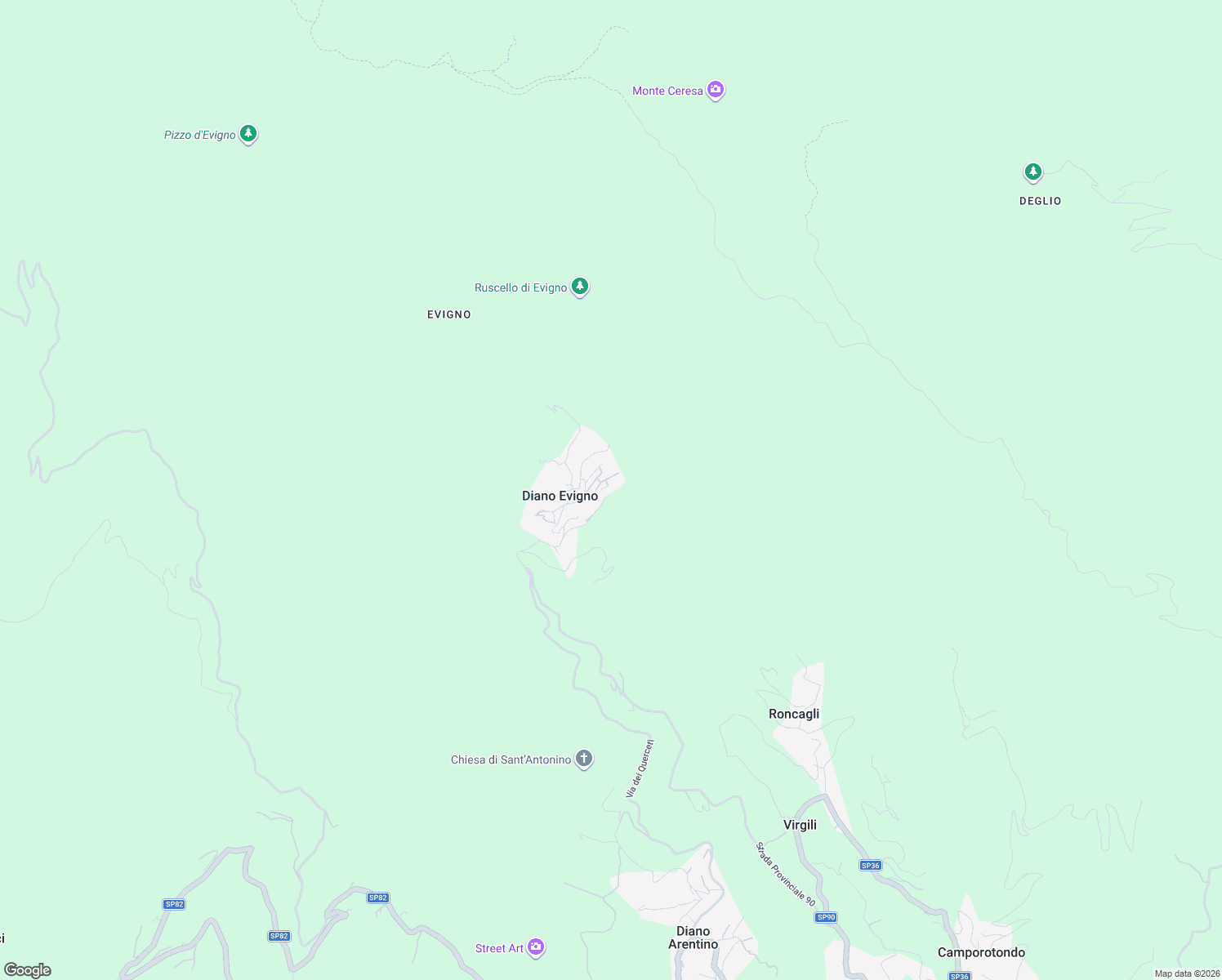 map of restaurants, bars, coffee shops, grocery stores, and more near 4 Via Villa Costa in Diano Evigno