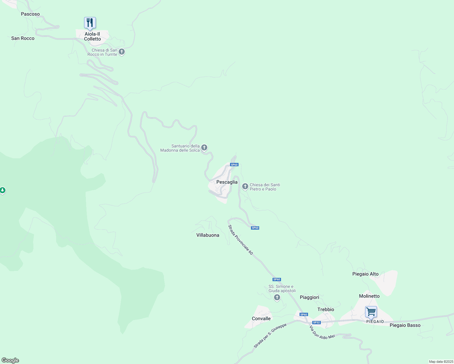 map of restaurants, bars, coffee shops, grocery stores, and more near 20 Via di Pescaglia in Pescaglia