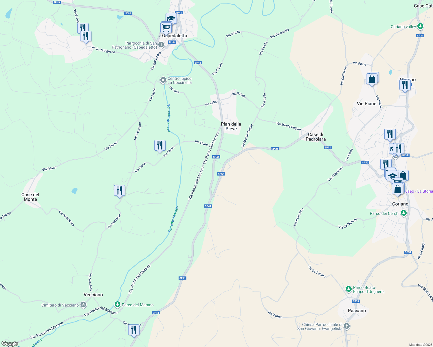map of restaurants, bars, coffee shops, grocery stores, and more near in Province of Rimini