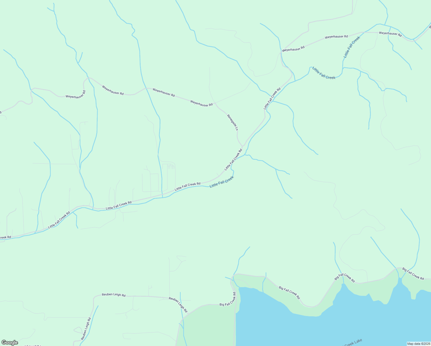map of restaurants, bars, coffee shops, grocery stores, and more near 40600 Little Fall Creek Road in Fall Creek