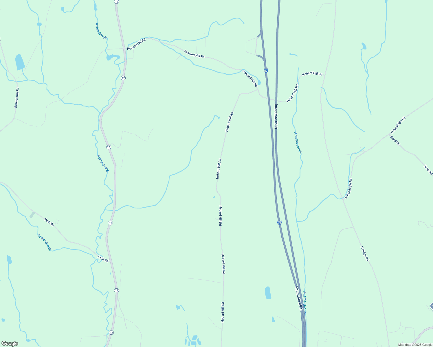 map of restaurants, bars, coffee shops, grocery stores, and more near 2095 Hebard Hill Road in Randolph