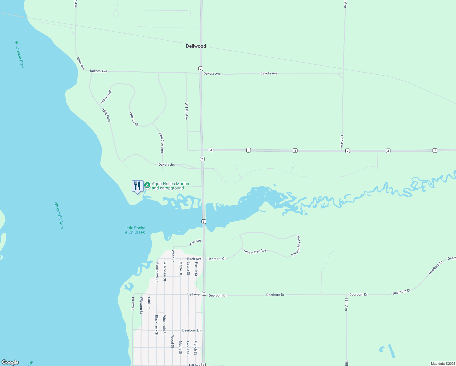 map of restaurants, bars, coffee shops, grocery stores, and more near 1867 Dakota Junction in Friendship