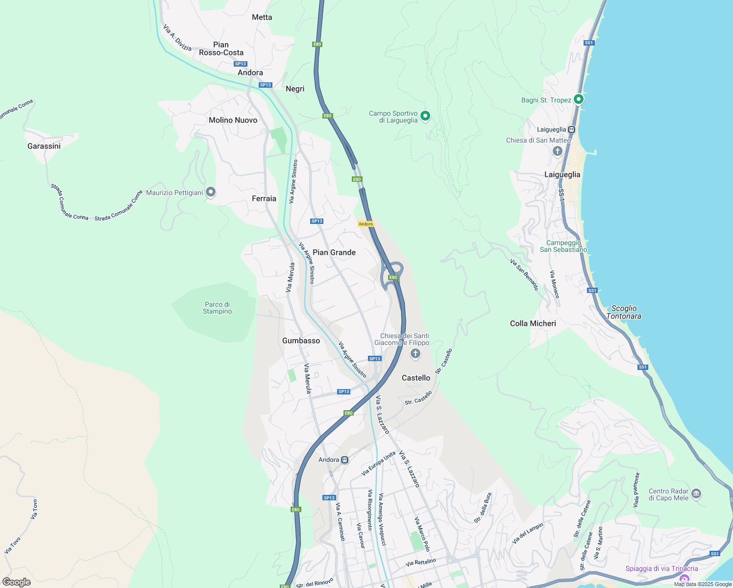 map of restaurants, bars, coffee shops, grocery stores, and more near 31 Strada Piangrande in Pian Grande