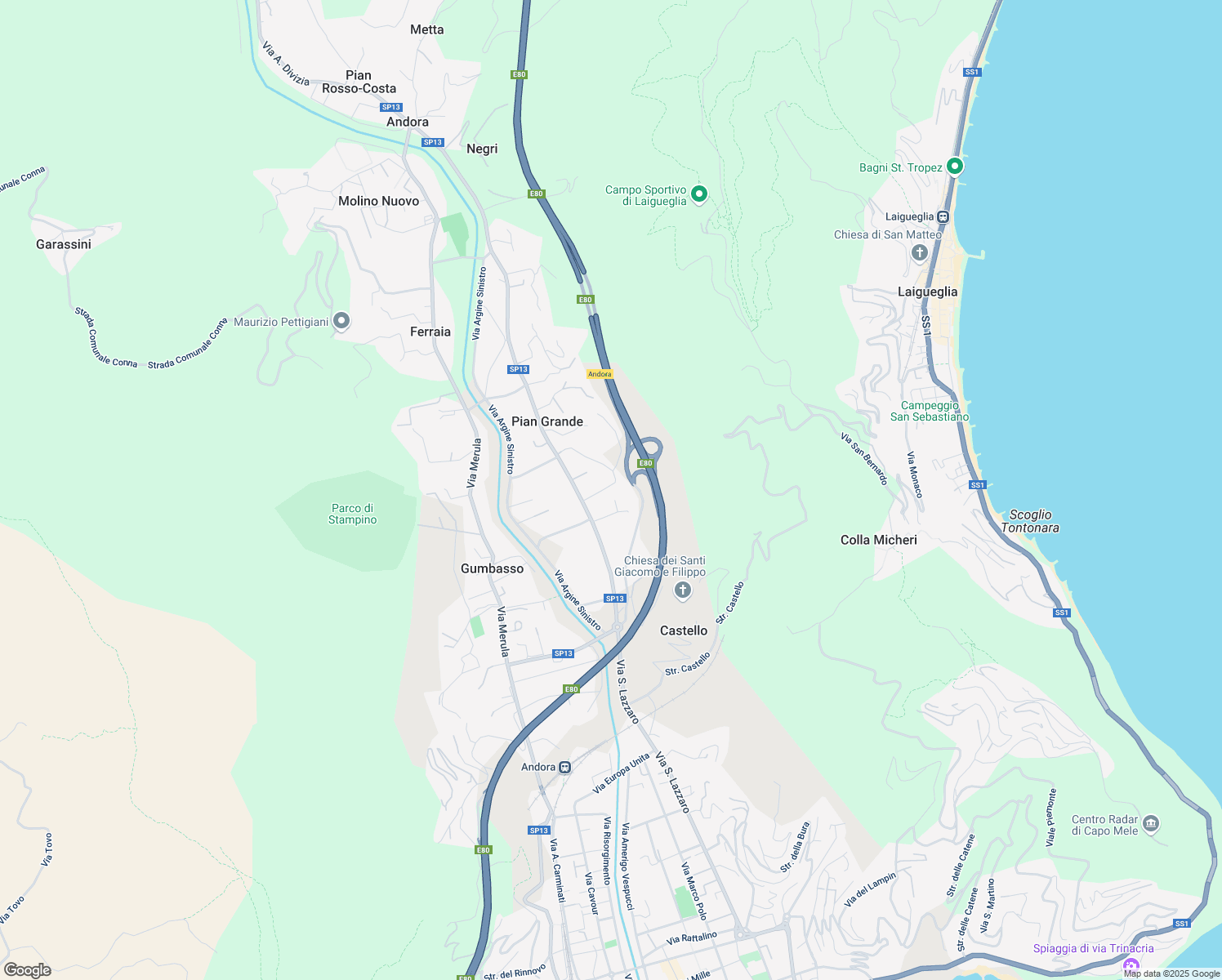 map of restaurants, bars, coffee shops, grocery stores, and more near 31 Strada Piangrande in Pian Grande
