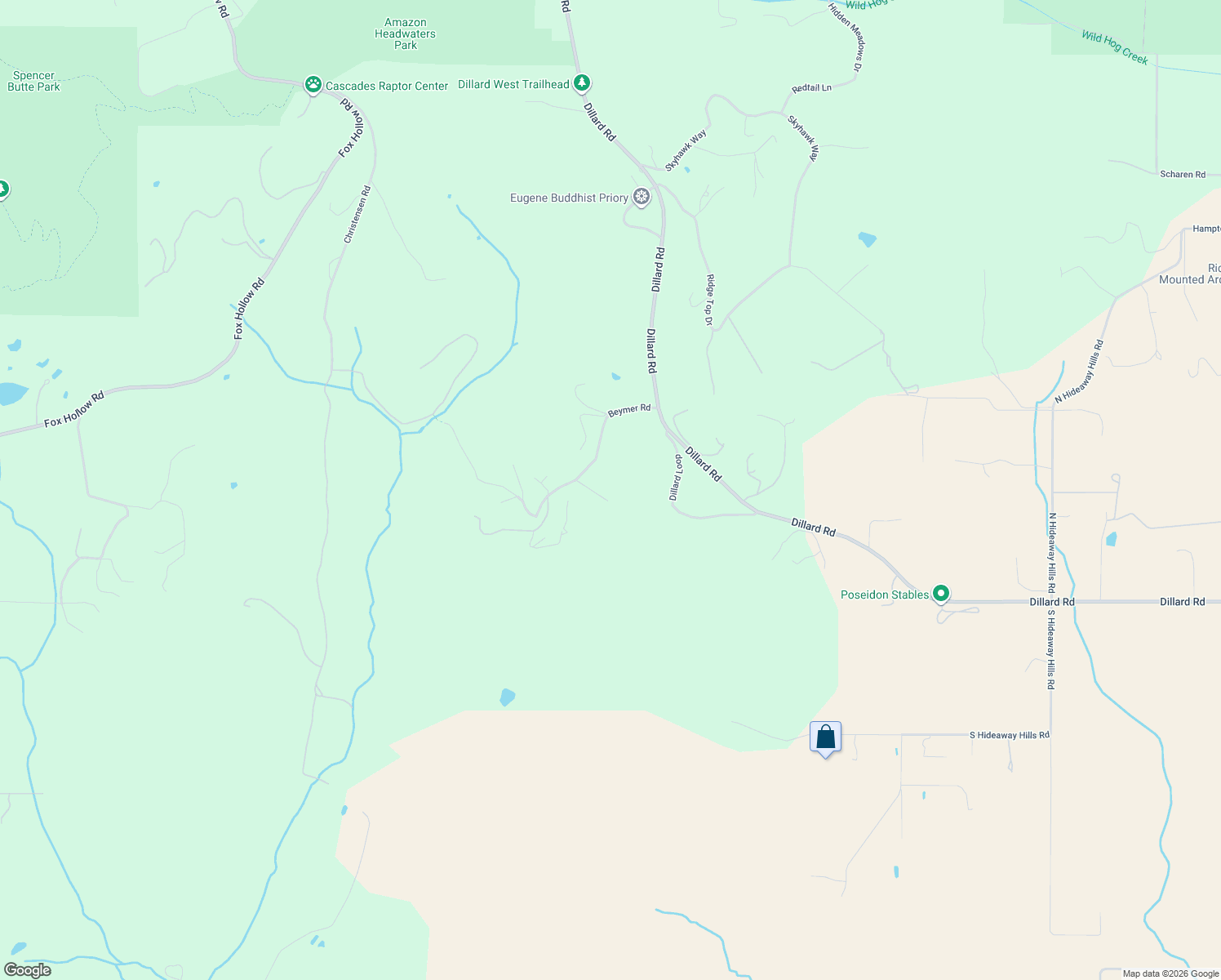 map of restaurants, bars, coffee shops, grocery stores, and more near 32526 Zarzamora Lane in Eugene