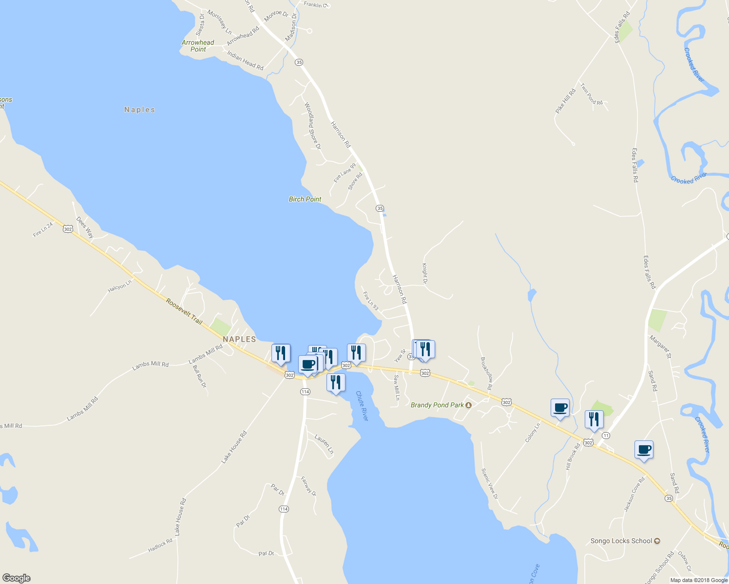 map of restaurants, bars, coffee shops, grocery stores, and more near 134 Fire Ln 93 in Naples