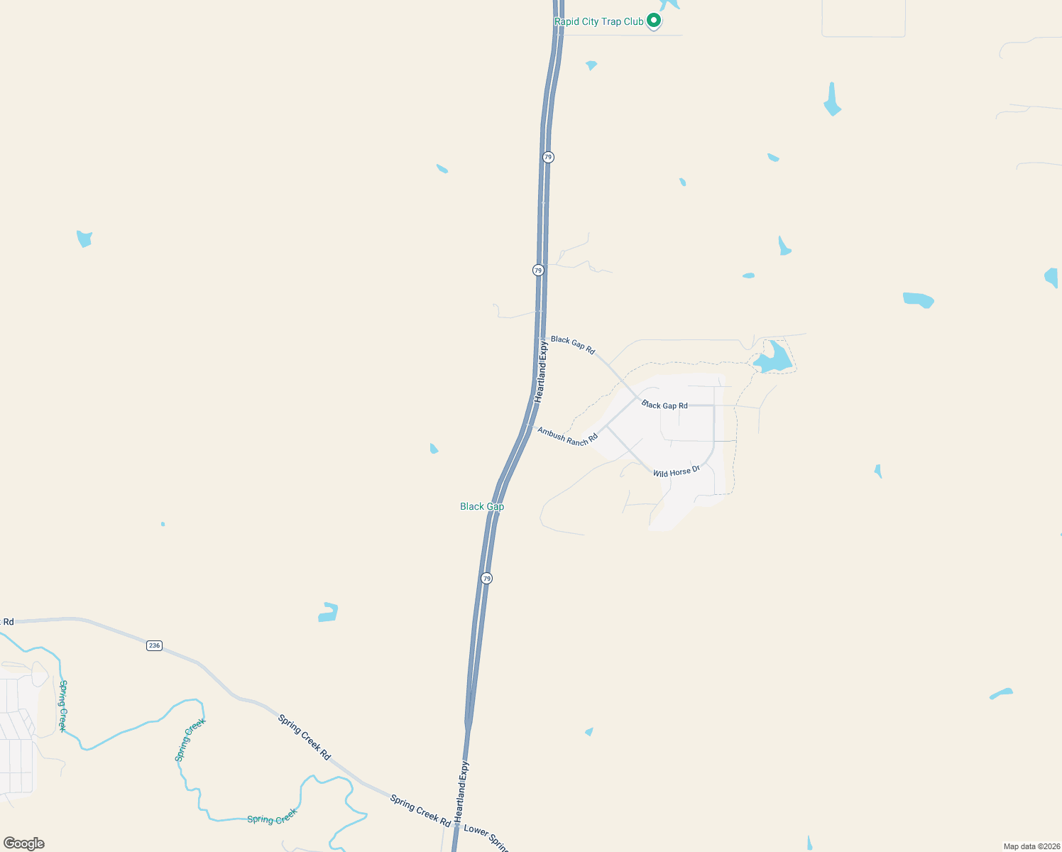 map of restaurants, bars, coffee shops, grocery stores, and more near 2201 Ambush Ranch Road in Rapid City