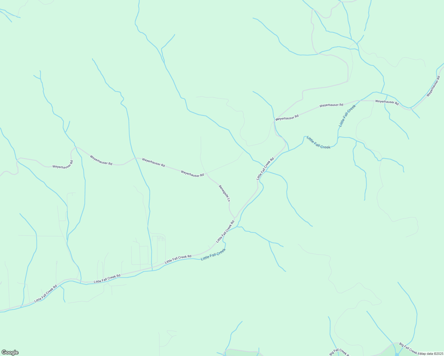 map of restaurants, bars, coffee shops, grocery stores, and more near 84953 Renegade Lane in Fall Creek