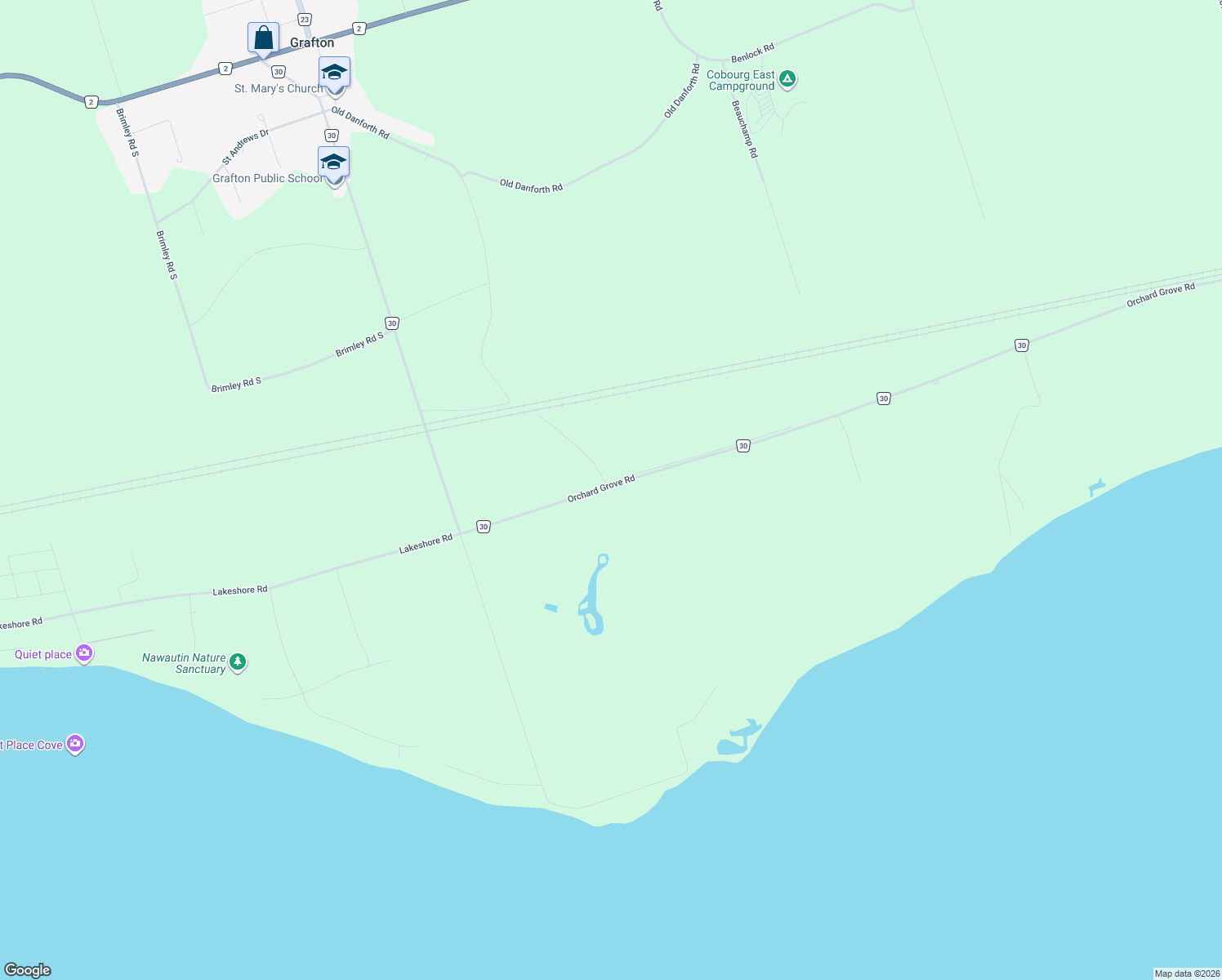 map of restaurants, bars, coffee shops, grocery stores, and more near 233 Orchard Grove Road in Grafton
