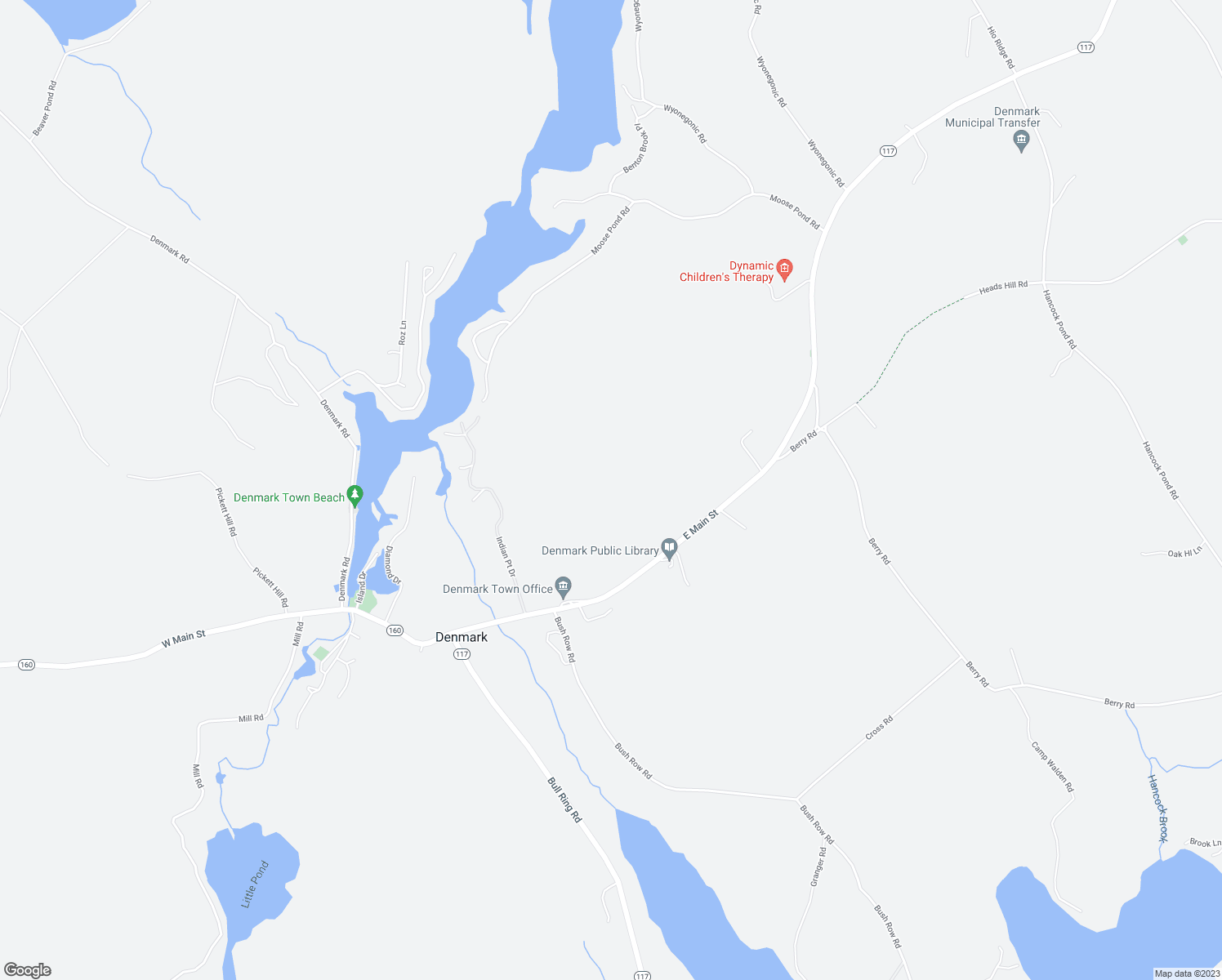 map of restaurants, bars, coffee shops, grocery stores, and more near 92 East Main Street in Denmark