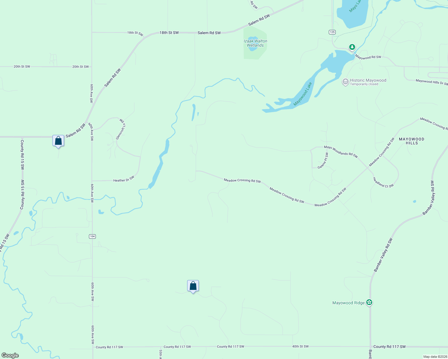 map of restaurants, bars, coffee shops, grocery stores, and more near 3944 Meadow Crossing Road Southwest in Rochester
