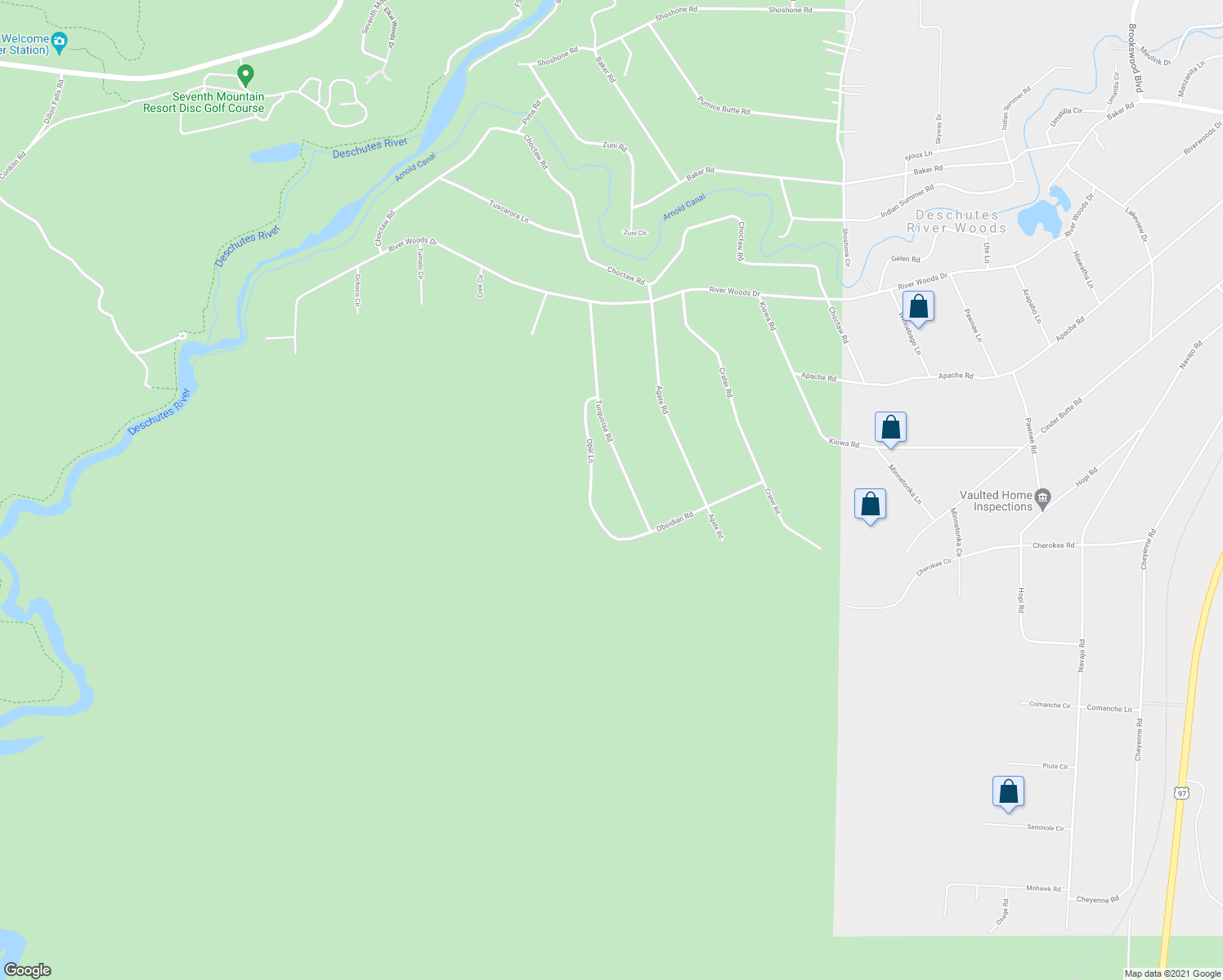 map of restaurants, bars, coffee shops, grocery stores, and more near 60075 Turquoise Road in Bend