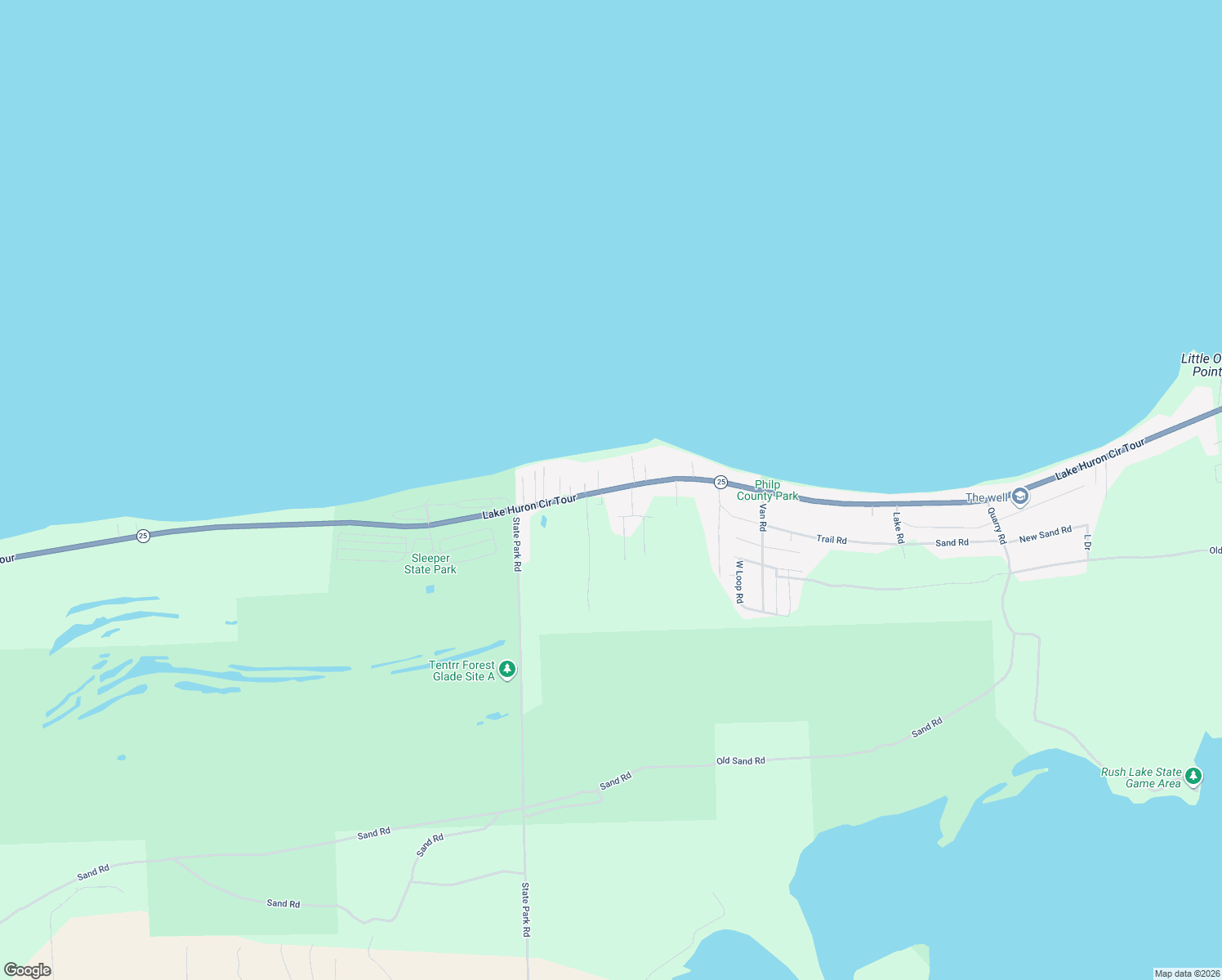 map of restaurants, bars, coffee shops, grocery stores, and more near 4992 Port Austin Rd in Caseville