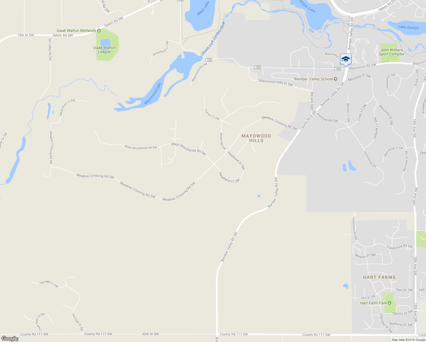 map of restaurants, bars, coffee shops, grocery stores, and more near 2736 Headland Court Southwest in Rochester