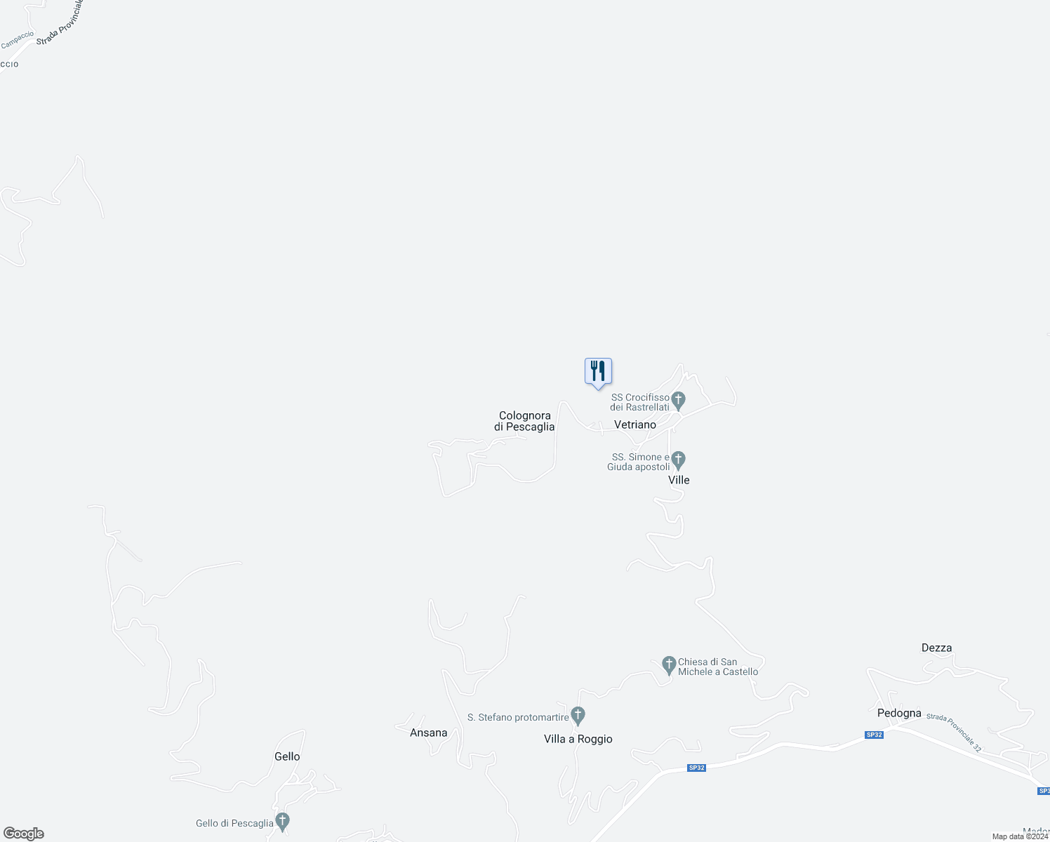 map of restaurants, bars, coffee shops, grocery stores, and more near in Colognora di Pescaglia