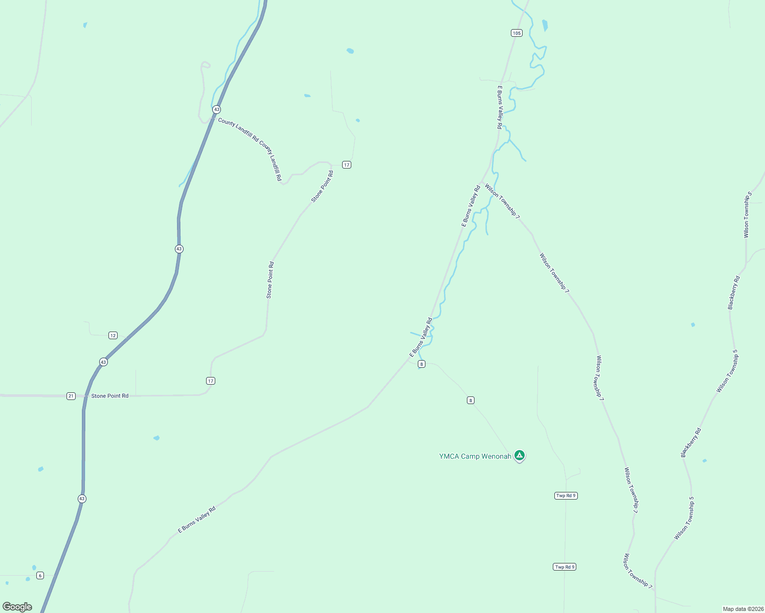 map of restaurants, bars, coffee shops, grocery stores, and more near 24333 East Burns Valley Road in Winona
