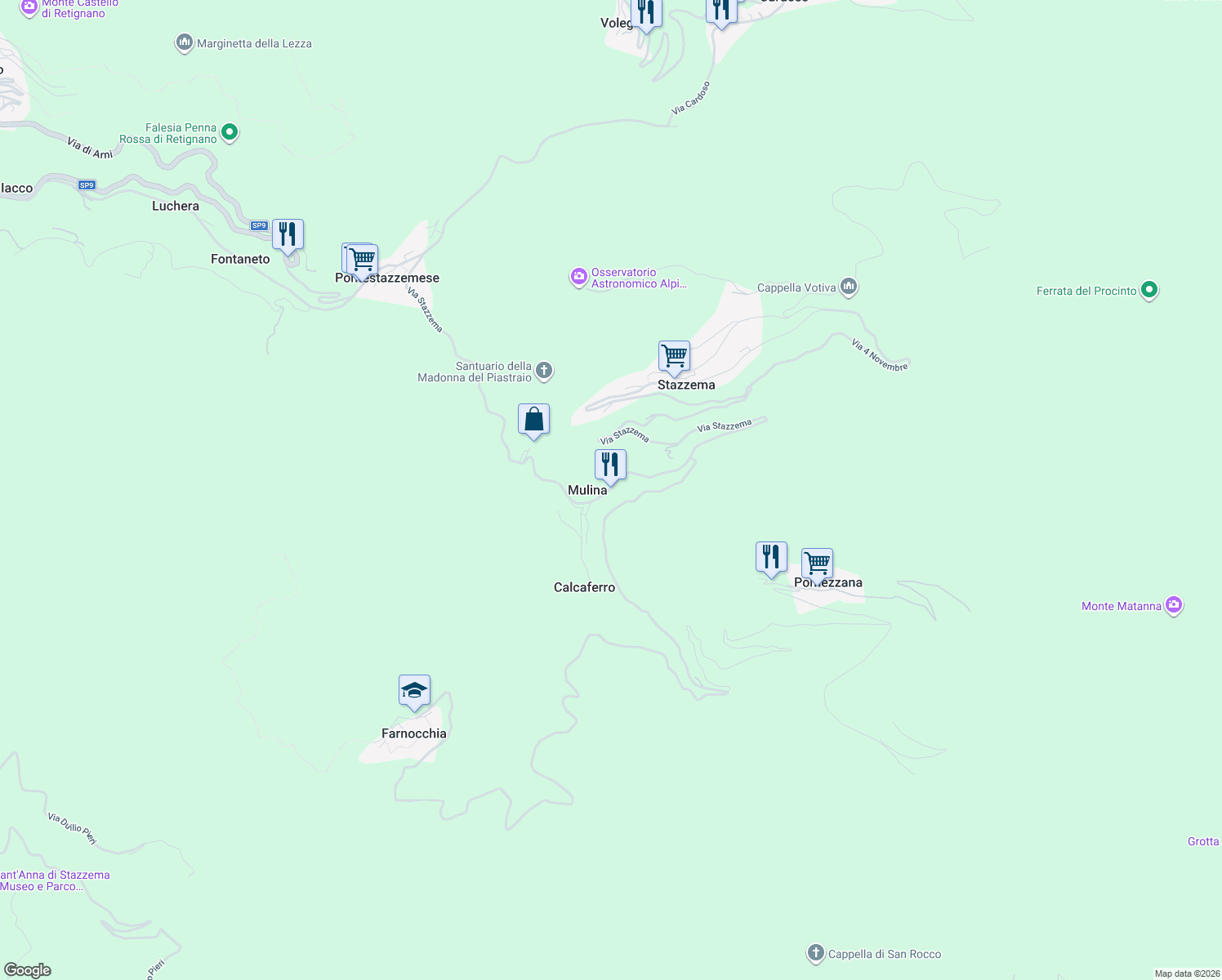 map of restaurants, bars, coffee shops, grocery stores, and more near 33 Via Stazzema in Mulina