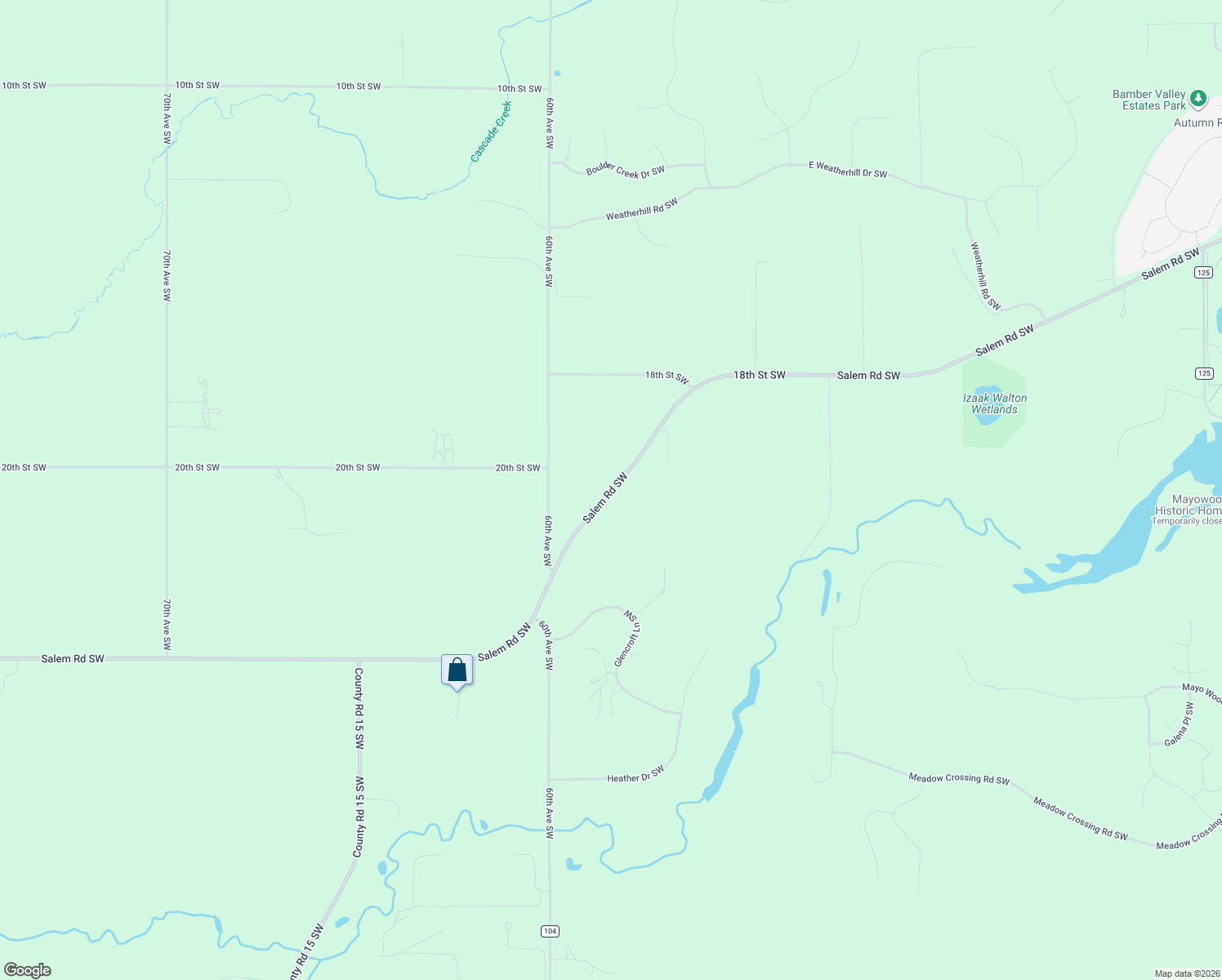map of restaurants, bars, coffee shops, grocery stores, and more near County Highway 25 in Rochester