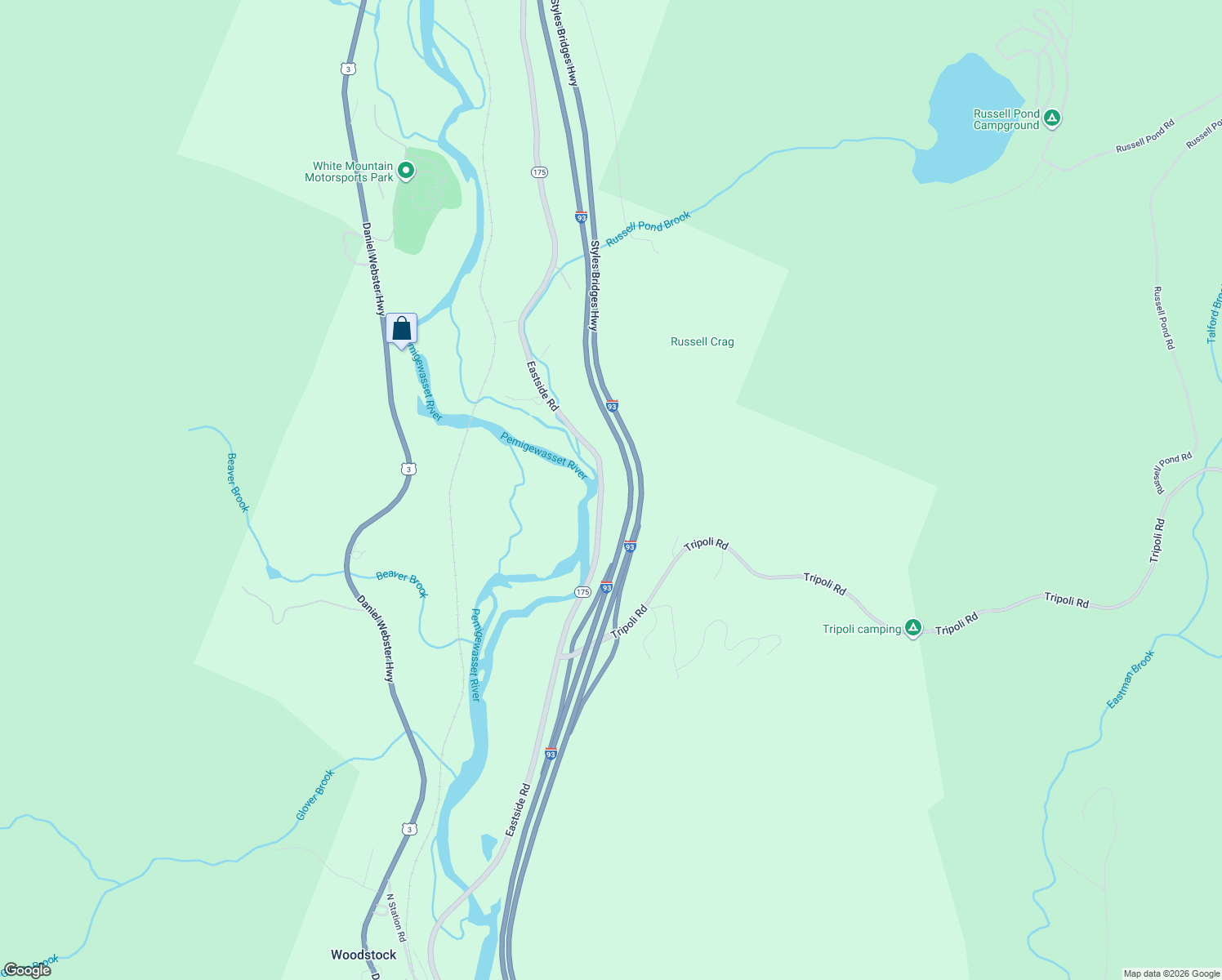 map of restaurants, bars, coffee shops, grocery stores, and more near 443 Eastside Road in Woodstock