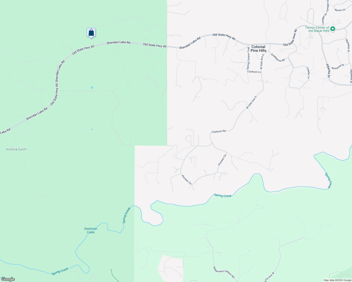 map of restaurants, bars, coffee shops, grocery stores, and more near 7447-8377 Bighorn Road in Rapid City