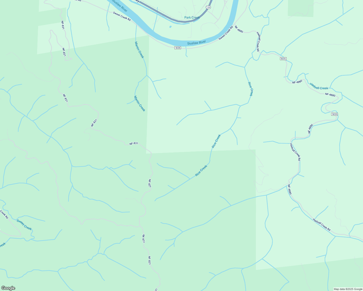 map of restaurants, bars, coffee shops, grocery stores, and more near National Forest Development Road 831 in Mapleton