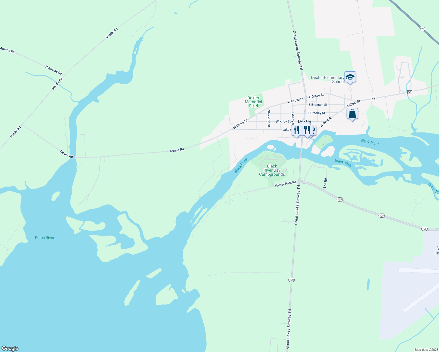 map of restaurants, bars, coffee shops, grocery stores, and more near 15686 Maynard Avenue South in Dexter