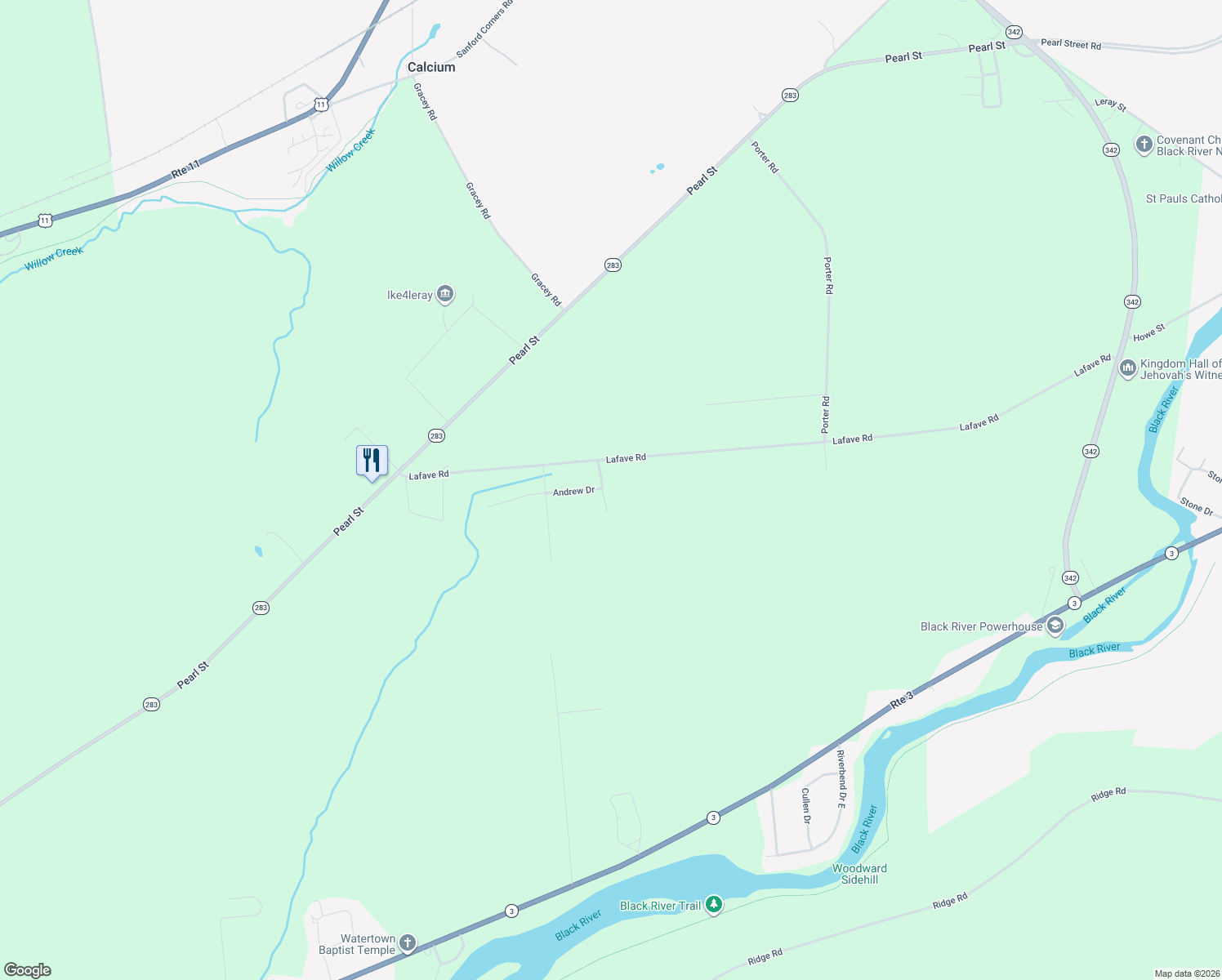 map of restaurants, bars, coffee shops, grocery stores, and more near 23338 Cherry Tree Dr in Watertown