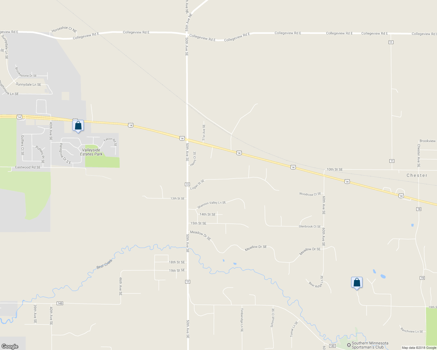 map of restaurants, bars, coffee shops, grocery stores, and more near 5267 Logan Street Southeast in Rochester