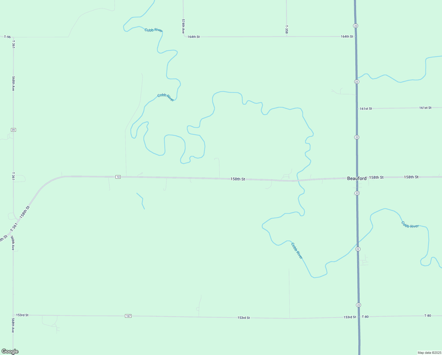 map of restaurants, bars, coffee shops, grocery stores, and more near 57582 158th Street in Good Thunder