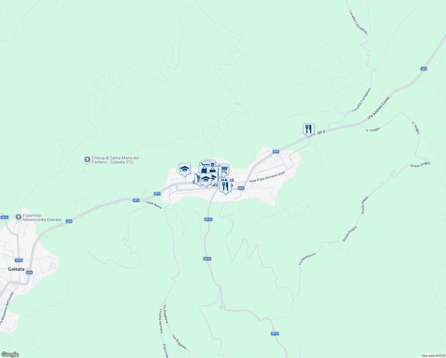map of restaurants, bars, coffee shops, grocery stores, and more near in Civitella di Romagna