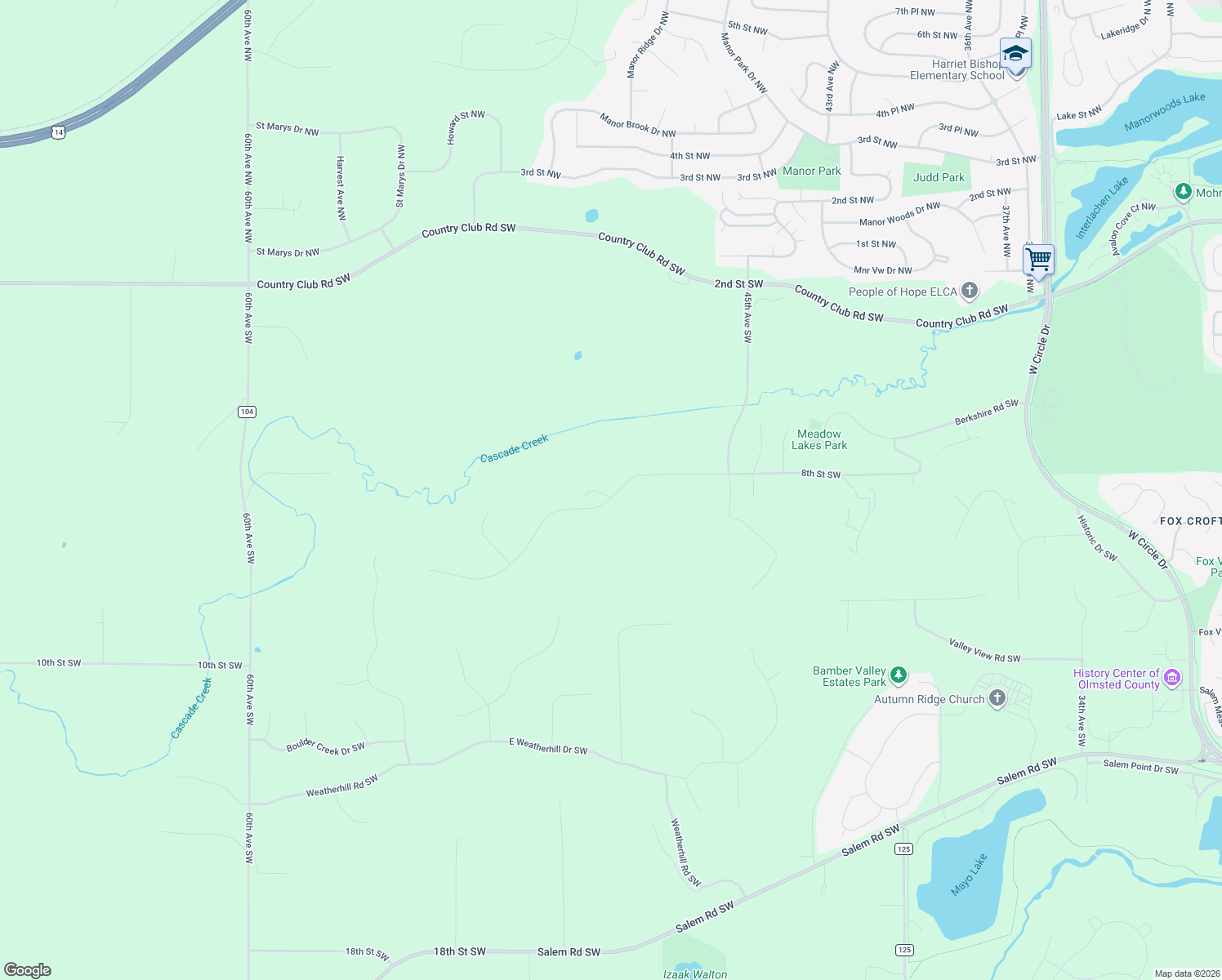 map of restaurants, bars, coffee shops, grocery stores, and more near in Rochester