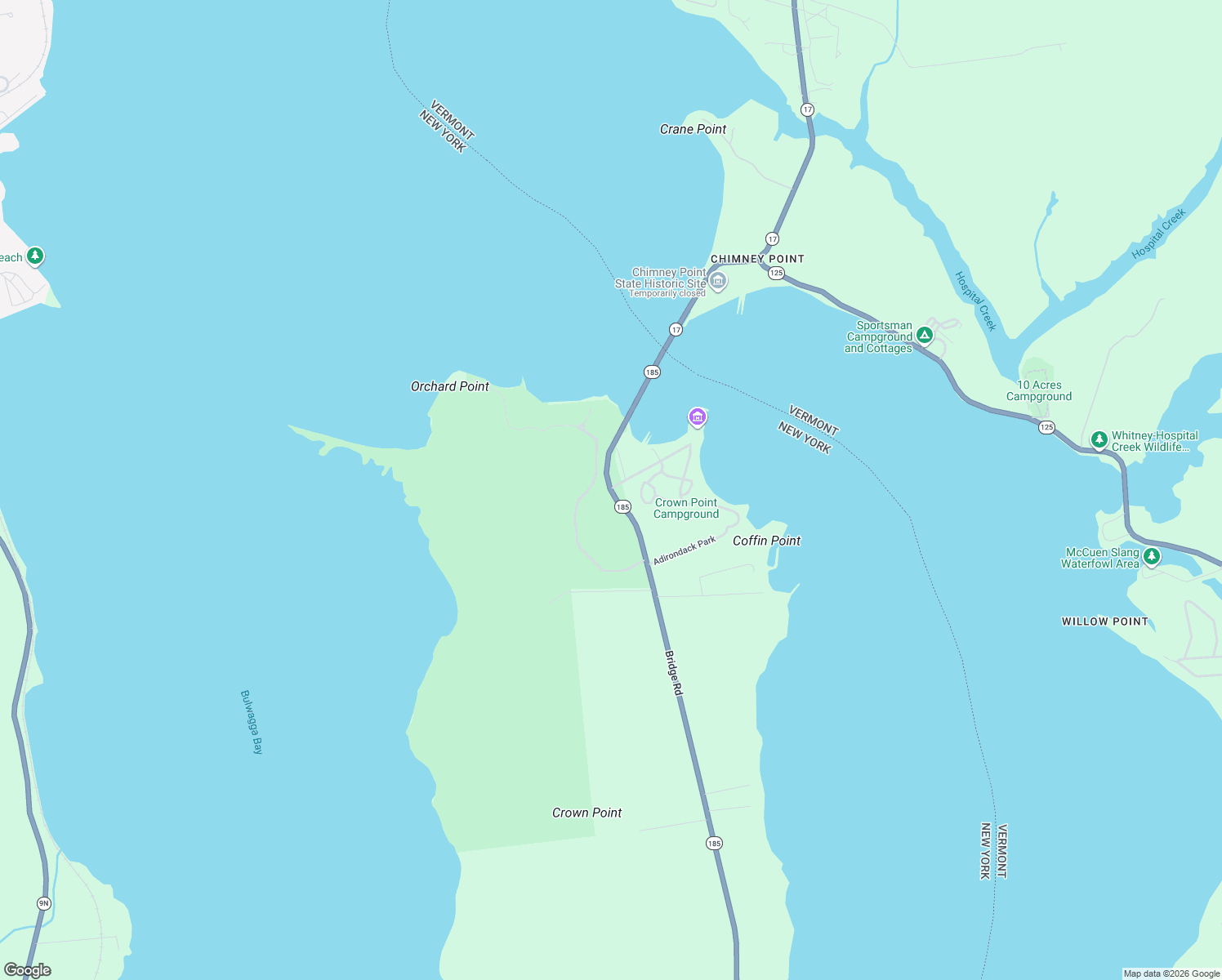 map of restaurants, bars, coffee shops, grocery stores, and more near Adirondack Park Preserve in Essex