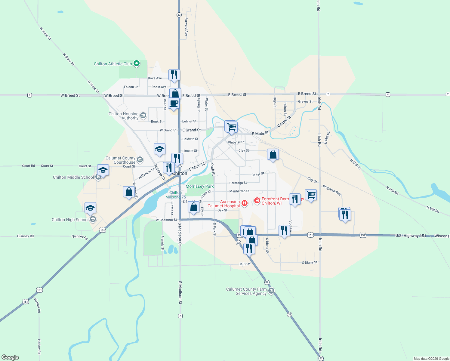 map of restaurants, bars, coffee shops, grocery stores, and more near 228 Saratoga Street in Chilton