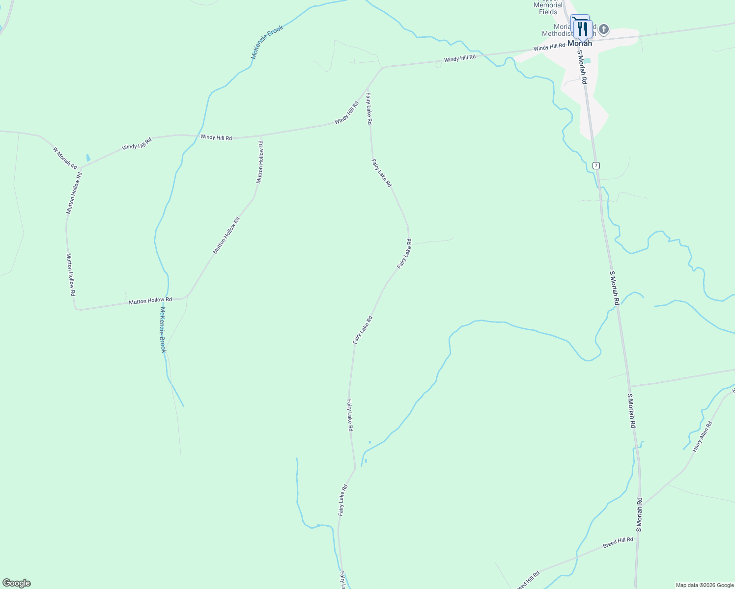 map of restaurants, bars, coffee shops, grocery stores, and more near 443 Fairy Lake Road in Moriah