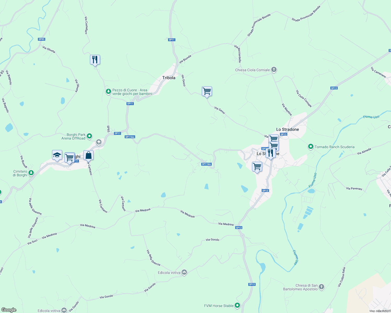 map of restaurants, bars, coffee shops, grocery stores, and more near 5 Via Cà di Paolo in Provincia di Forlì-Cesena