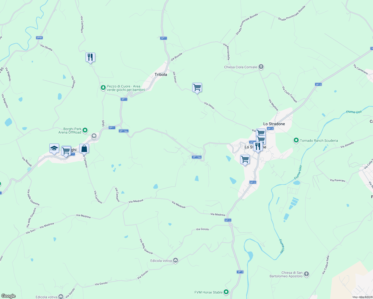 map of restaurants, bars, coffee shops, grocery stores, and more near 5 Via Cà di Paolo in Provincia di Forlì-Cesena
