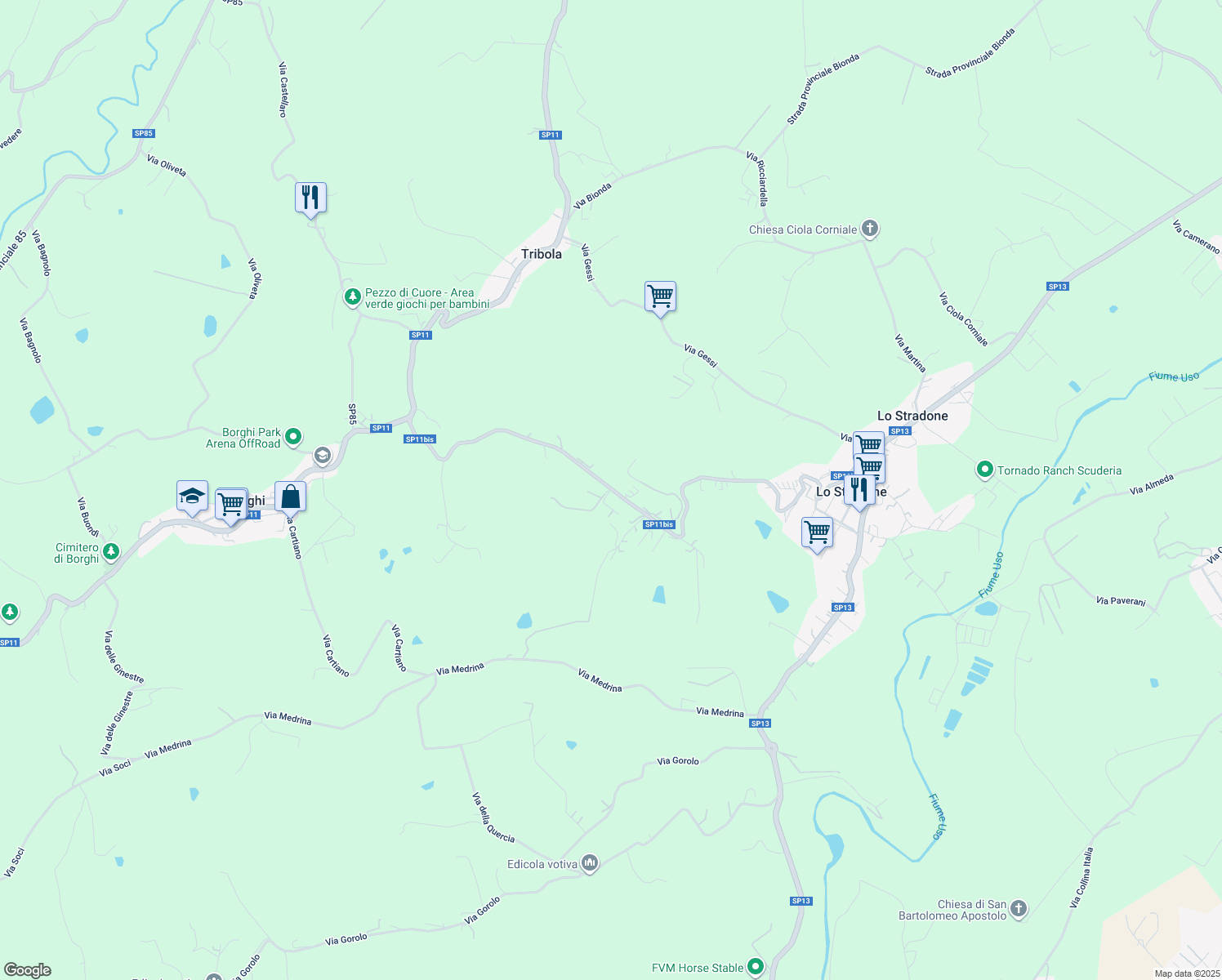 map of restaurants, bars, coffee shops, grocery stores, and more near 5 Via Cà di Paolo in Provincia di Forlì-Cesena