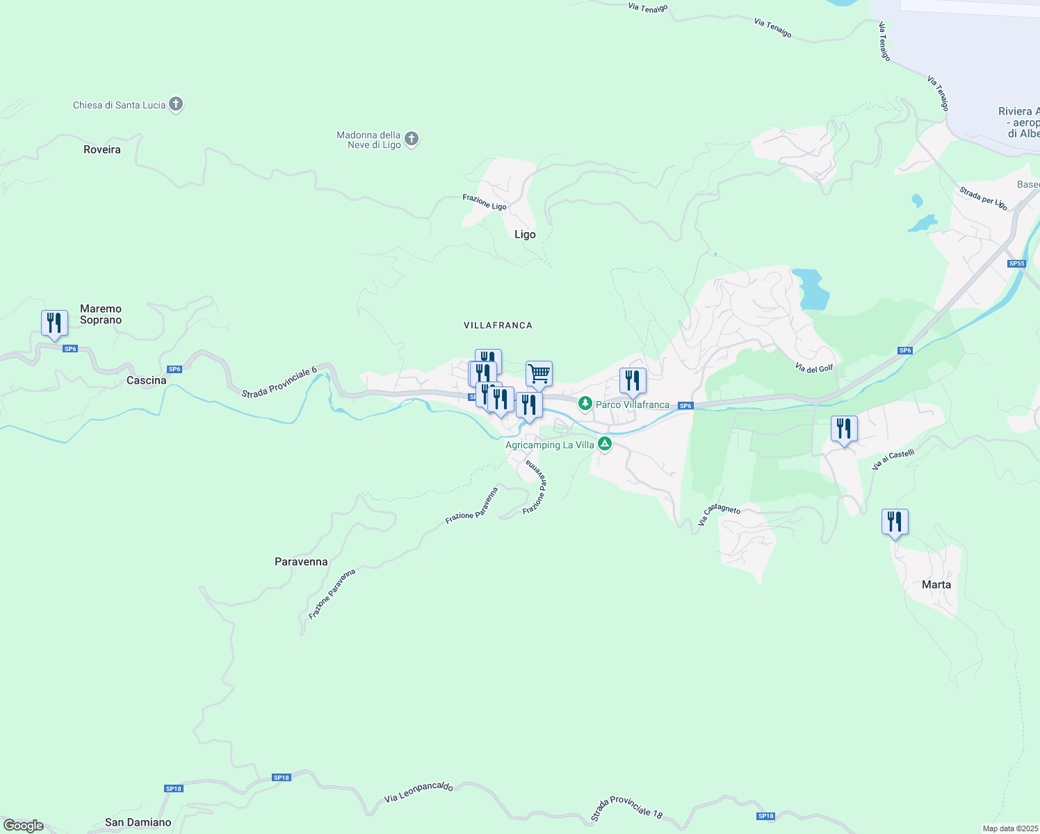 map of restaurants, bars, coffee shops, grocery stores, and more near in Province of Savona