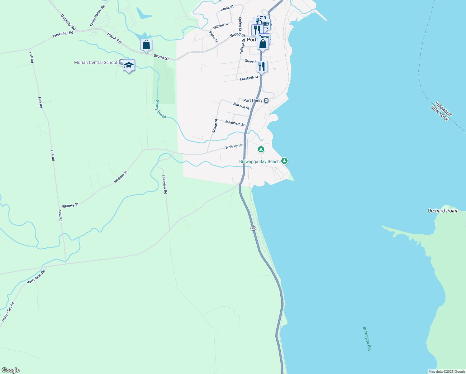 map of restaurants, bars, coffee shops, grocery stores, and more near 427 Edgemont Rd in Port Henry