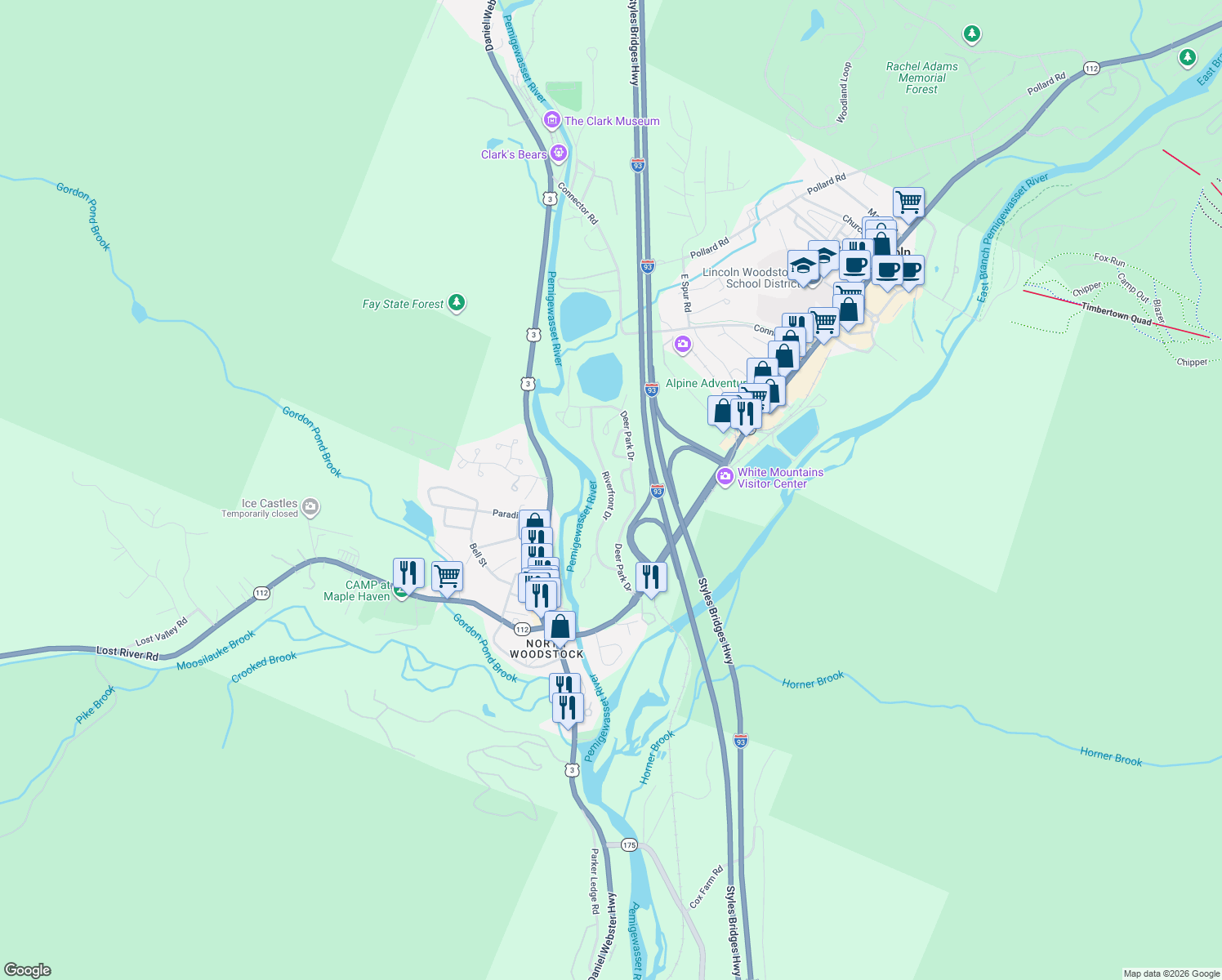 map of restaurants, bars, coffee shops, grocery stores, and more near 170 Riverfront Dr in Woodstock